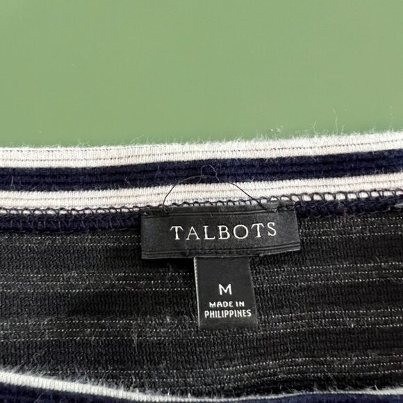 Talbots Black/Tan Long Sleeve Boat Neck Shirt size Medium - Picture 5 of 5